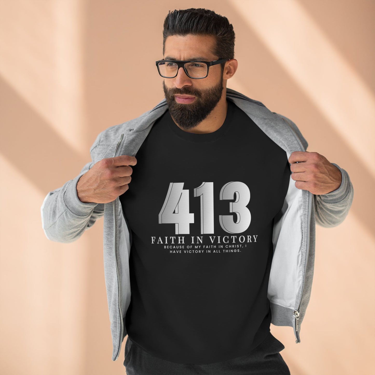 413 Faith in Victory Sweatshirt - Inspirational Christian Crewneck
