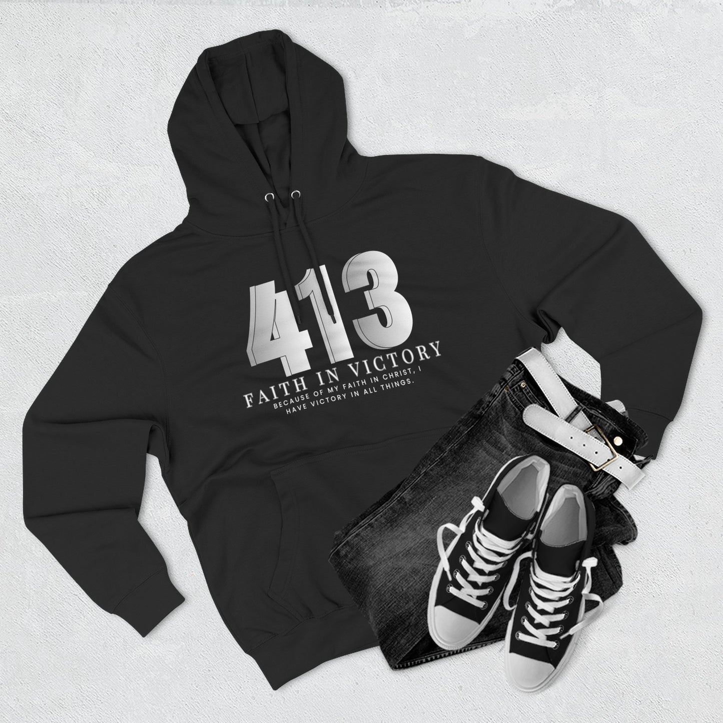 413 Faith in Victory Hoodie/Inspirational Christian Pullover